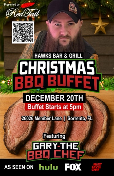 Christmas BBQ Buffet with Gary the BBQ Chef at Hawks Bar and Grill